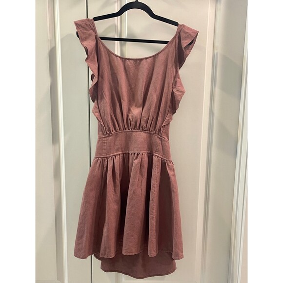 FREE PEOPLE Erin Ruffle Tie Back Mini Dress, Sz M - Picture 2 of 5